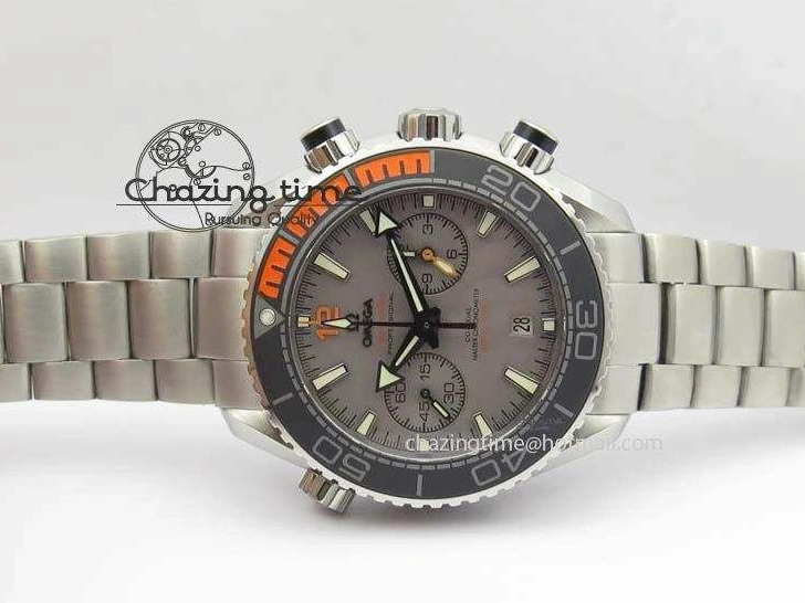 0412 Planet Ocean Master Chronometer Chrono SS OM 1:1 Best Edition Gray Dial On SS Bracelet A Reliable 8180